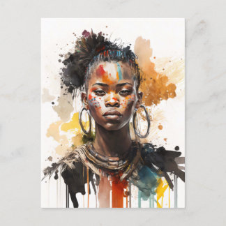 Cartão Postal Pintura Por Aquarela, Lindas Mulheres Africanas