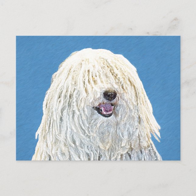 Cartão Postal Pintura Puli - Arte Original de Cachorro Fofa (Frente)