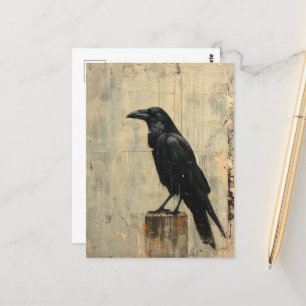Cartão Postal Pintura Raven Grunge Cracking