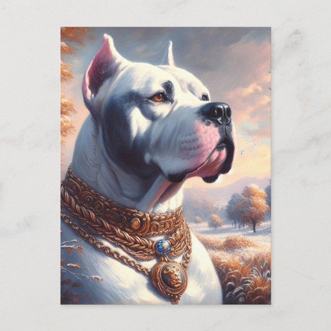 Cartão Postal Pintura Retro Dogo Argentino (Frente)