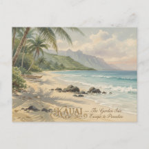 Pintura Romântica da Praia de Kauai