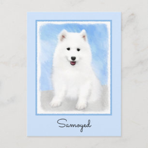 Cartão Postal Pintura Samoyed Puppy - Arte Cachorra Original