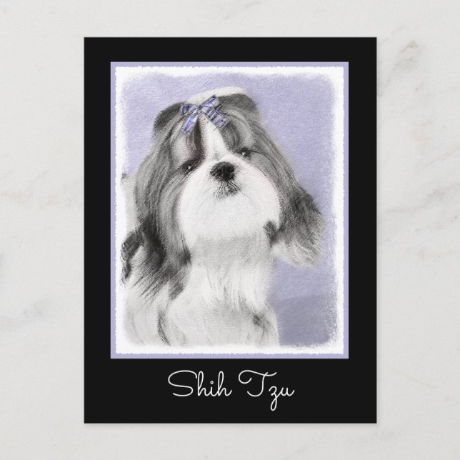 Cartão Postal Pintura Shih Tzu - Arte Cachorosa Original (Frente)