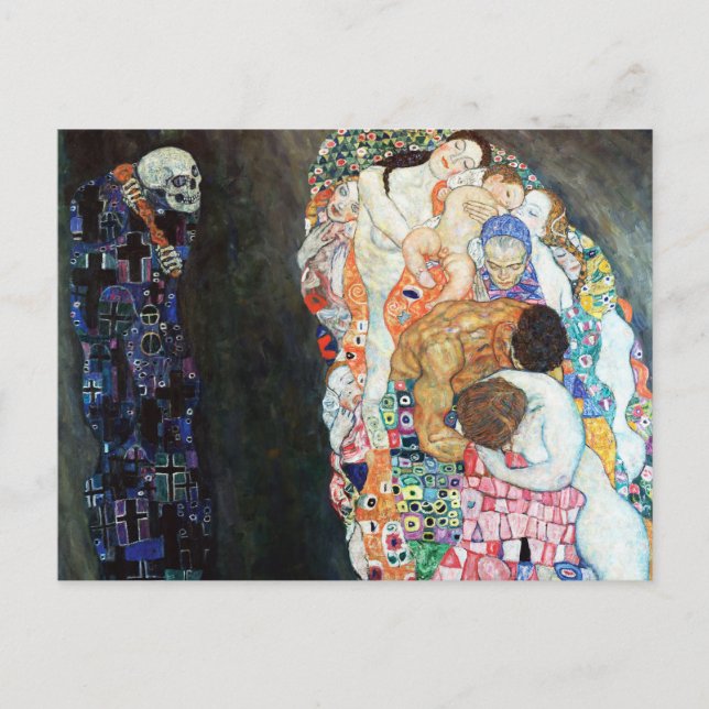 Cartão Postal Pintura sobre morte e vida de Gustav Klimt (1908) (Frente)
