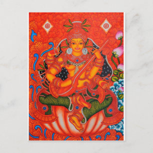 Cartão Postal PINTURA SUDANESE INDiana TANJORE SARASWATI
