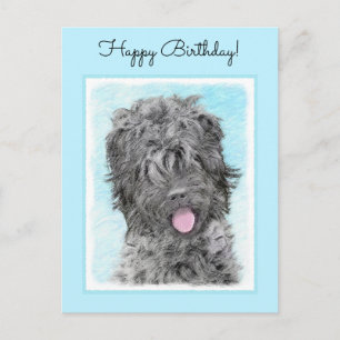 Cartão Postal Pintura Terrier russa negra - Cachorro original bo