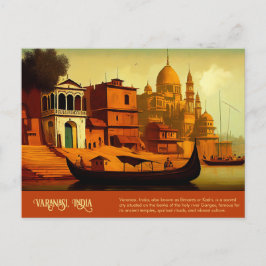 Cartão Postal Pintura Varanasi Índia