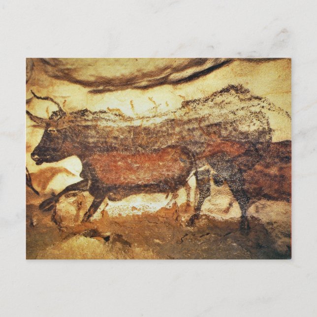 Cartão Postal Pinturas de cavernas pré-históricas de Lascaux (Frente)