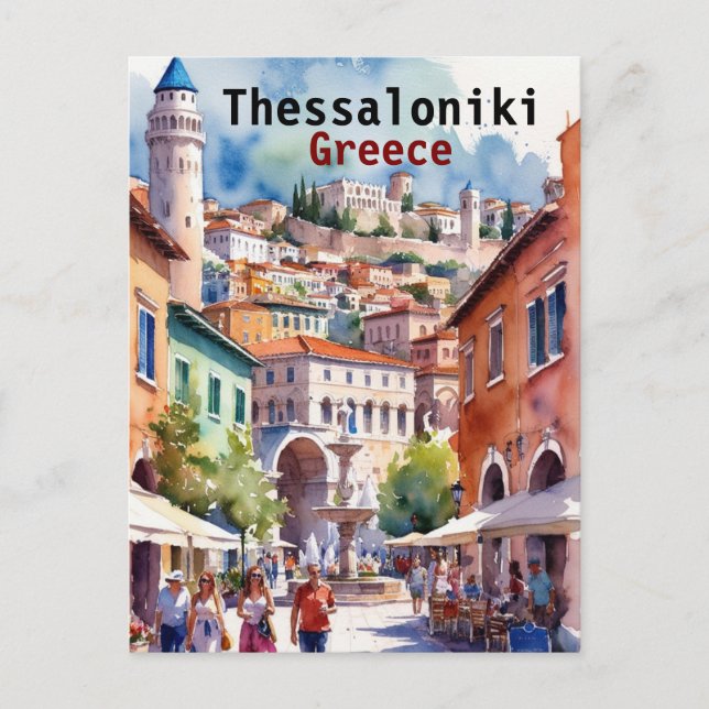 Cartão Postal Pinturas de Viagem de Grécia de Salónica (Frente)