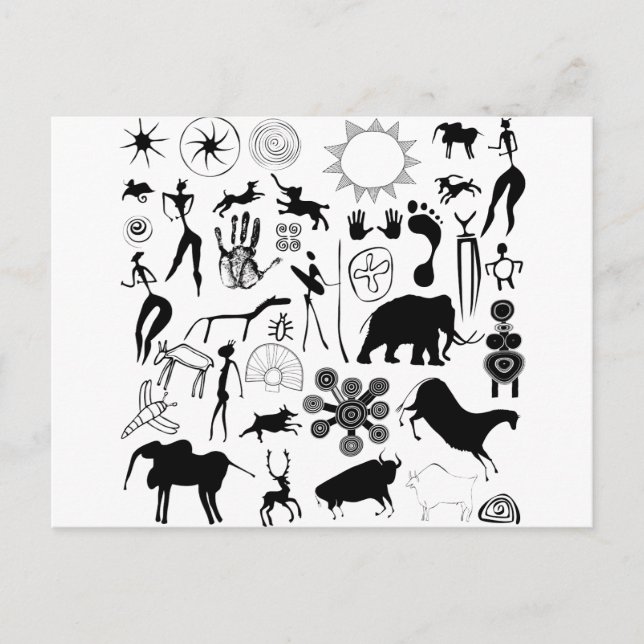 Cartão Postal Pinturas nas cavernas - arte primeva (Frente)
