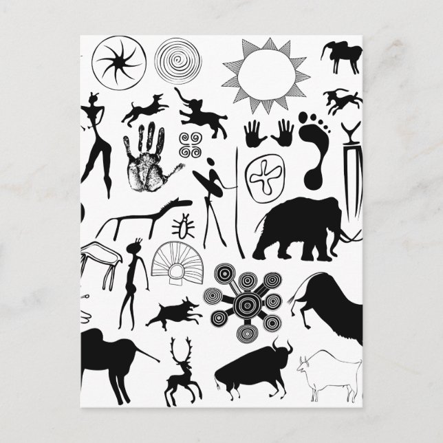 Cartão Postal Pinturas nas cavernas - arte primeva (Frente)