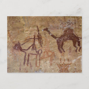 Cartão Postal Pinturas rupestres pré-históricas com camelos e