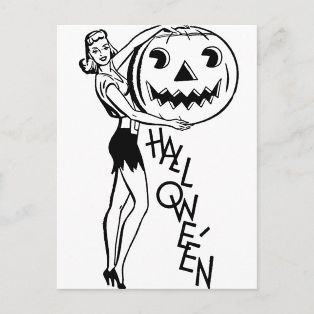Cartão Postal Pinup de Halloween Retro (Frente)
