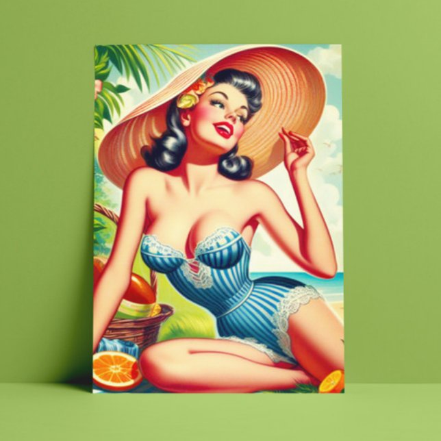 Cartão Postal Pinup Tropical Beach (Criador carregado)