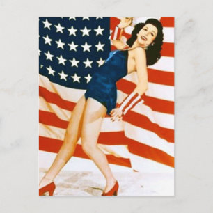 Cartão Postal Pinup Vintage 4 de Julho