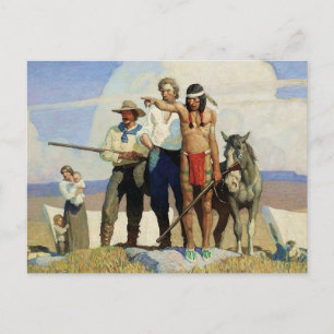 Cartão Postal Pioneiros Western Art pelo NC Wyeth