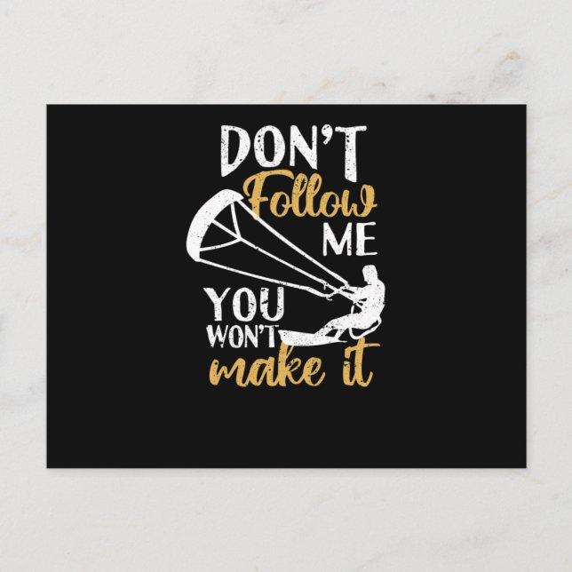 Cartão Postal Pipa de Kitesurfe Engraçada Não Me Siga Você (Frente)