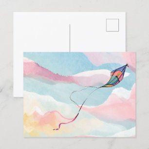 Cartão Postal Pipa Voadora   Céu Arejado em Aquarela