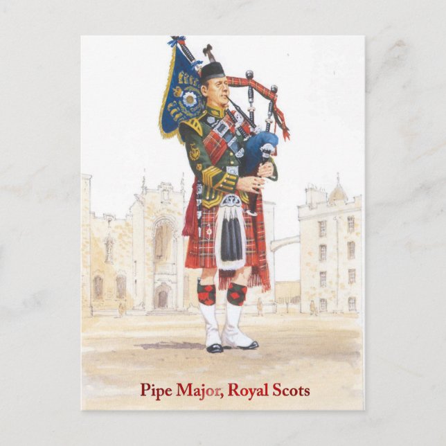 Cartão Postal Pipe Major, Escoceses Reais (Frente)