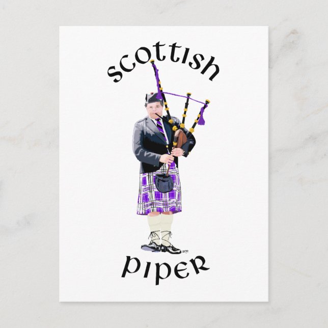 Cartão Postal Piper escocês - Roxo (Frente)