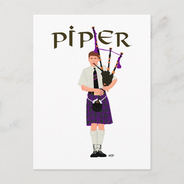 Cartão Postal PIPER Xadrez Roxo (Frente)