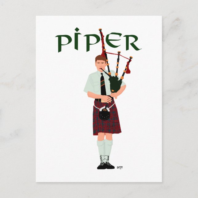 Cartão Postal PIPER Xadrez Vermelho (Frente)