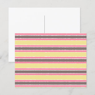 Cartão Postal Pipoca Amarelo Bubblegum Rosa Marrom Café Listras
