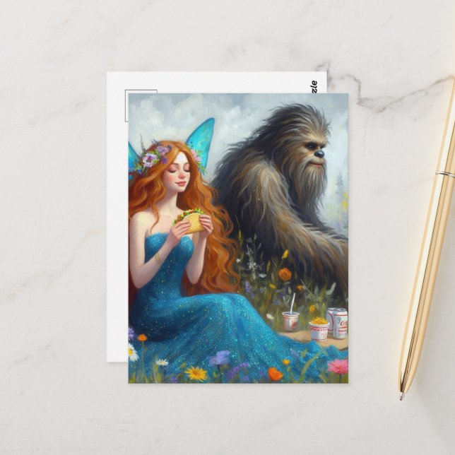 Cartão Postal Piquenique da Fada e do Sasquatch (Frente/Verso In Situ)