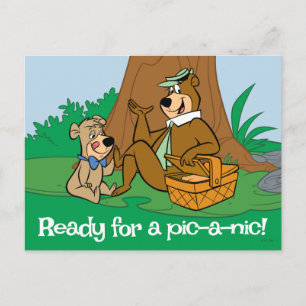 Cartão Postal Piquenique do Yogi Bear e Boo-Boo