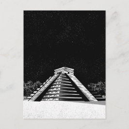 Cartão Postal Pirâmide Chichen Itza e noite