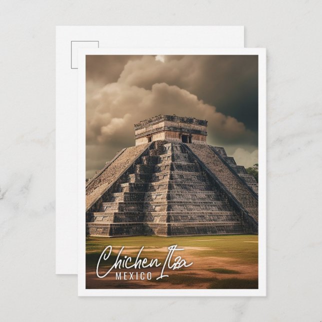 Cartão Postal Pirâmide de Chichen Itza México, famosa viagem (Frente/Verso)