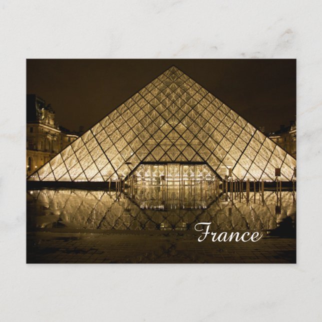 Cartão Postal Pirâmide de vidros do Louvre (Frente)