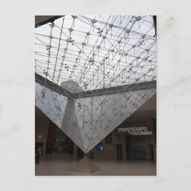 Cartão Postal Pirâmide Invertida no Museu do Louvre, Paris (Frente)