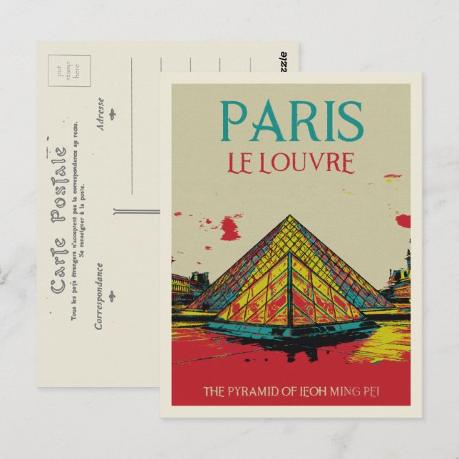 Cartão Postal Pirâmide Paris França do Louvre (Frente/Verso)