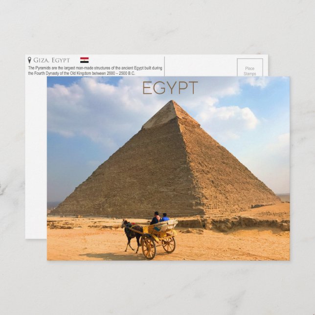 Cartão Postal Pirâmides de Giza, Cartão-postal do Egito (Frente/Verso)