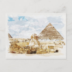 Cartão Postal Pirâmides de Giza, Esfinge, no Egito, viajando por