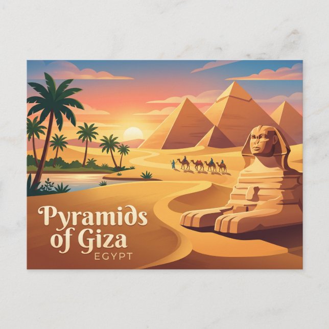 Cartão Postal Pirâmides de Gizé e Grande Esfinge Egito (Frente)
