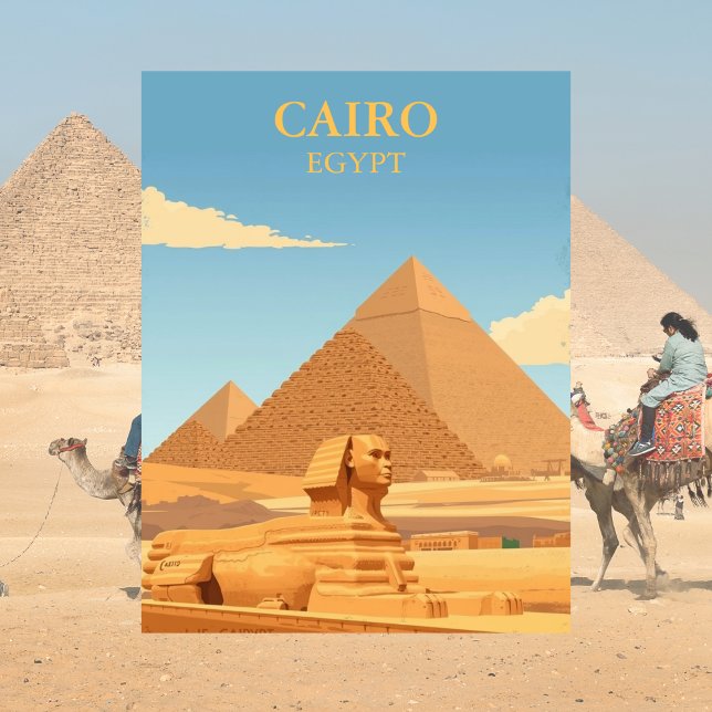 Cartão Postal Pirâmides e Esfinge Cairo Egito Viagem Antiga (Cairo Egypt)