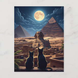 Cartão Postal Pirâmides Esfinge do Egito de Giza Cats
