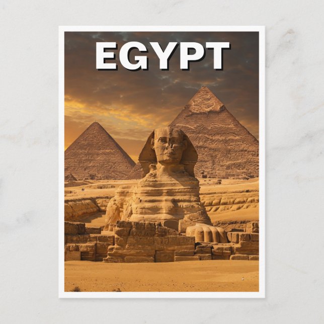 Cartão Postal Pirâmides Esfinge do Egito em Giza (Frente)
