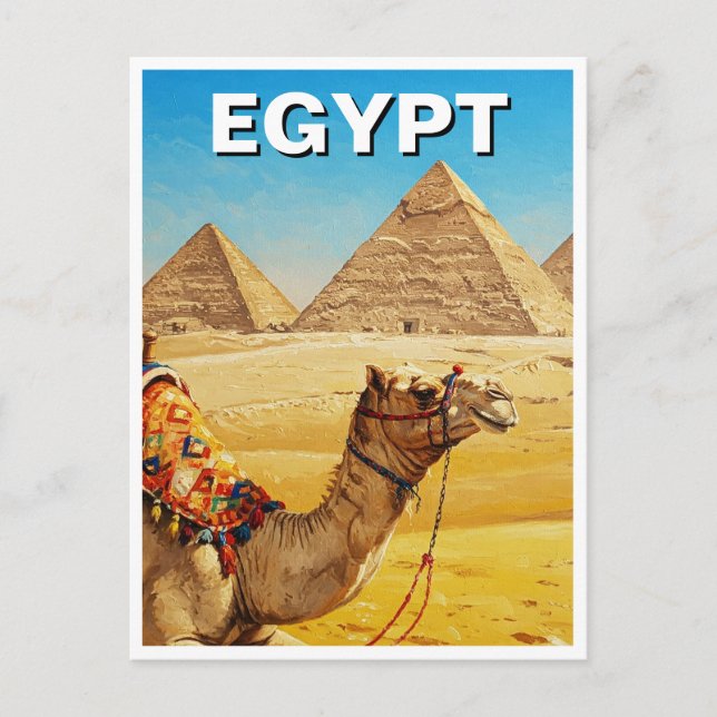 Cartão Postal Pirâmides Esfinge do Egito em Giza Camel (Frente)