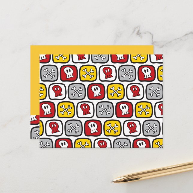 Cartão Postal Pirata de Desenho / Caveiras e Ossos Diversão para (Frente/Verso In Situ)