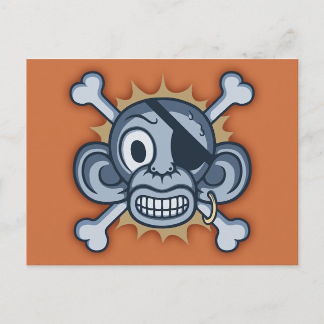 Cartão Postal Pirata de Macaco Azul (Frente)