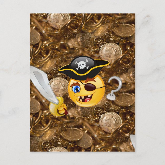 Cartão Postal pirata do tesouro emoji (Frente)