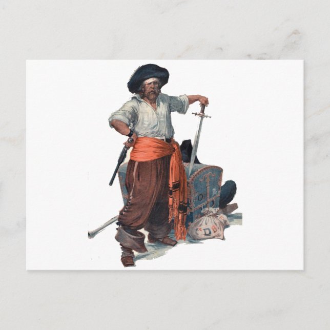 Cartão Postal Pirata E Tesouro (Frente)