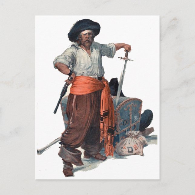 Cartão Postal Pirata E Tesouro (Frente)