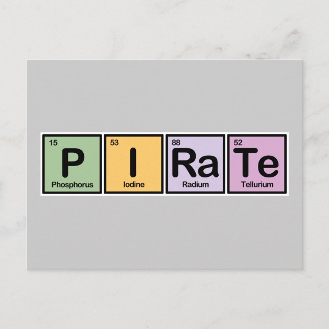 Cartão Postal Pirata feita de Elementos (Frente)