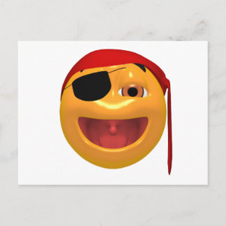 Cartão Postal Pirata feliz amarela vestindo um adesivo