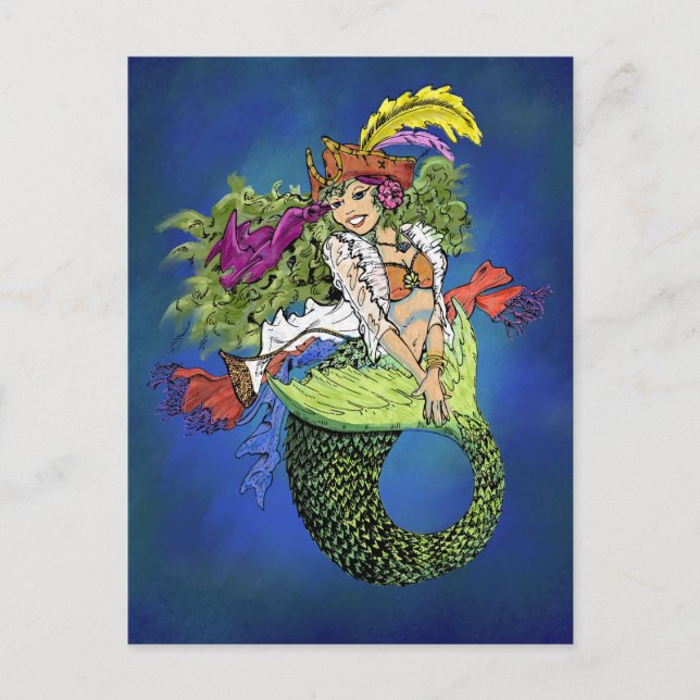 Cartão Postal Pirata Mermaid (Frente)