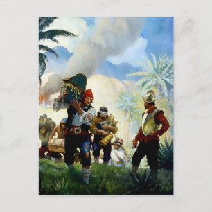 Cartão Postal “Piratas e Pilhagem” por NC Wyeth